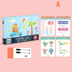 Reusable Magic Tracking Exercise Book Magic Exercise Book Control Training Exercise Book (36 Cards Dual Sided)