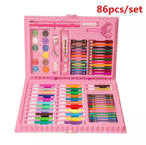 Children Painting 86pc Set Water Color Pen Crayon Oil Pastel Brush Drawing Tool