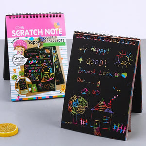 Fun Magic Drawing Book Toy DIY Scratch Notebook Black Cardboard Children Learning Toys Scratch Art Painting Doodle New